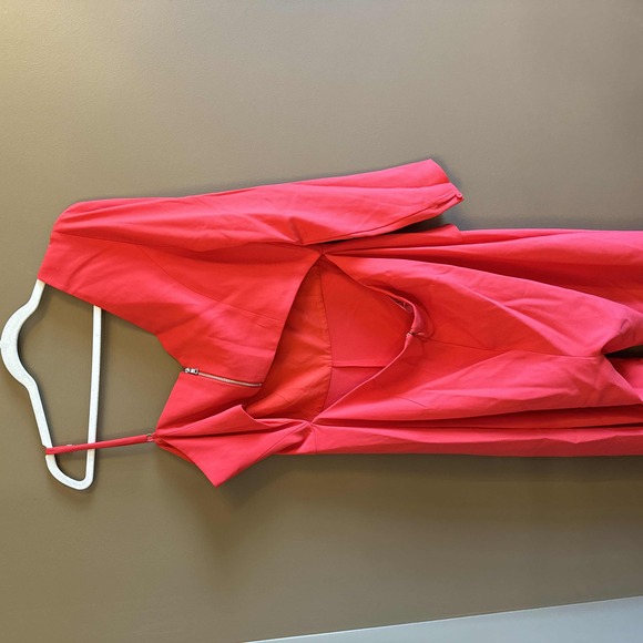 NWT BCBGMAXAZRIA Red V Neck Long Sleeve Jumpsuit Size Extra Large - Picture 6 of 7